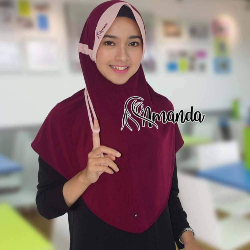 Jilbab Serut Kombinasi Jersey Premium / Jilbab Jokowi / Jilbab amanda