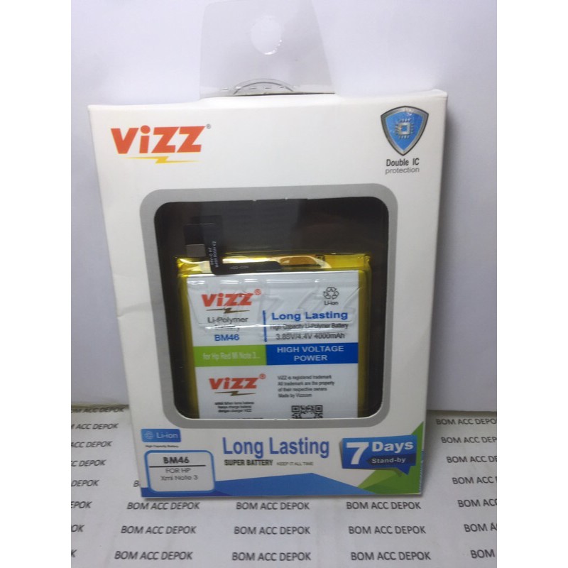 Baterai Vizz Xiaomi Redmi Note 3 : BM46