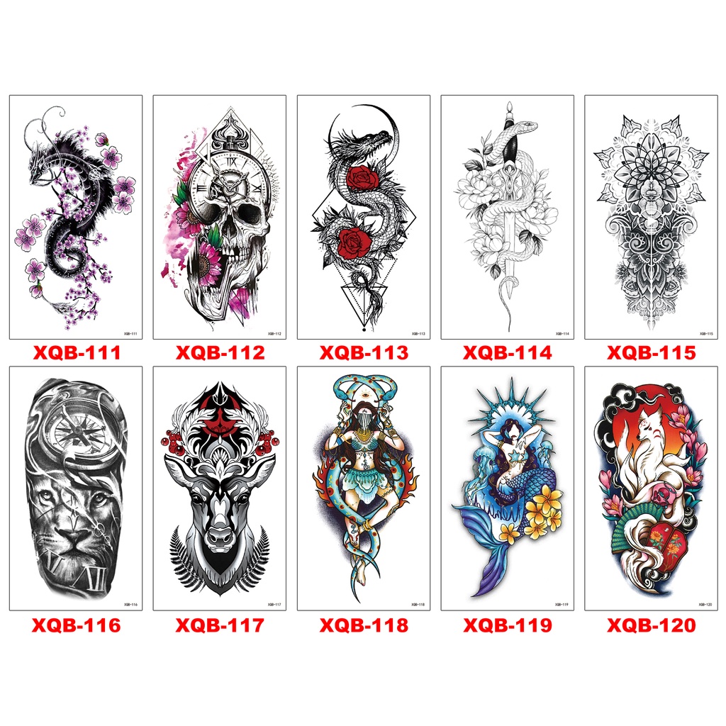 tato temporer XQB-081 - XQB-120 setengah lengan ukuran 21x11.4CM  tatoo  tattoo half arm tatto temporary