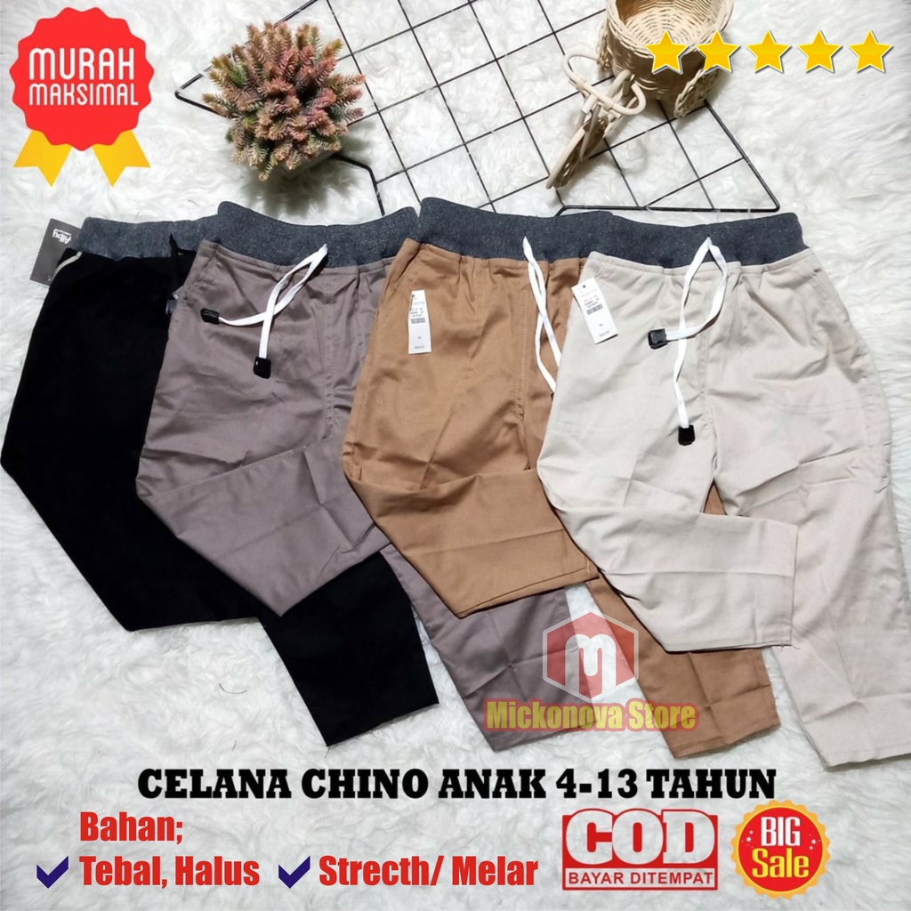 Celana Chino Chinos Cino Panjang Anak Laki Laki Cowo Cowok Pinggang Karet Bahan Melar 2 10  Tahun