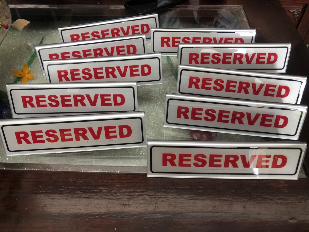 Terbaru Sign Dudukan Akrilik Meja Kafe Resto Tulisan Reserved