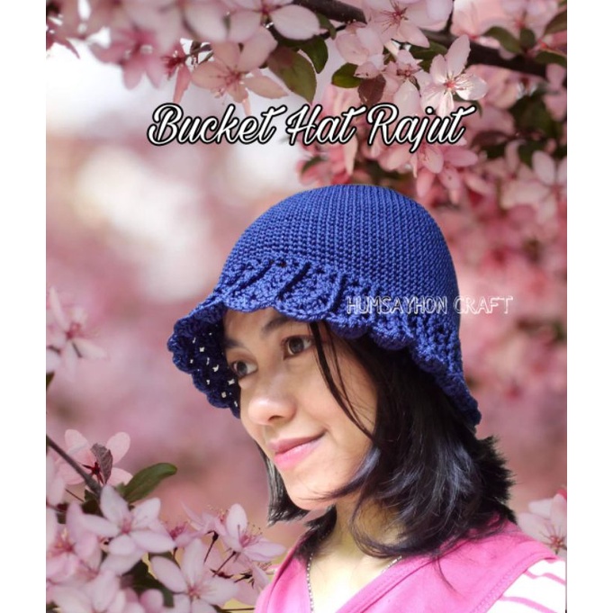 TOPI BUCKET HAT RETRO RAJUT | TOPI BUCKET HAT CROCHET | TOPI KOREA STYLE