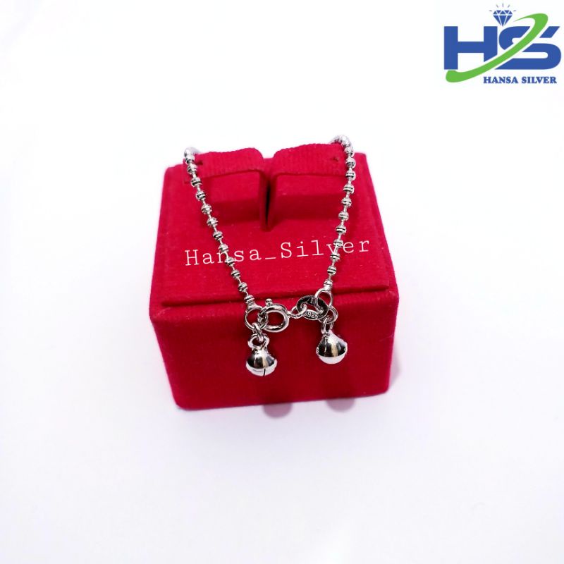 Gelang Tangan Wanita Perak Asli Silver 925 Lapis Emas Putih Model Biji Lada Ukir Mini - Gelang Perak Wanita Anti Karat