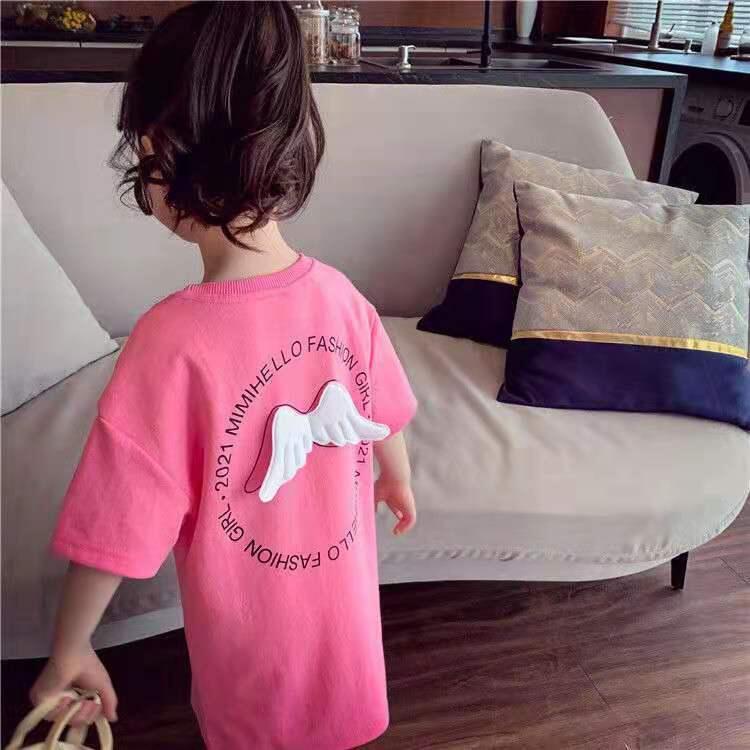 [PRINCESS KESLI] 1-8tahun Dress kaos angle sayap bidadari  pink yellow cotton Baju anak perempuan Pakaian anak cewek Dress Baju atasan perempuan anak perempuan