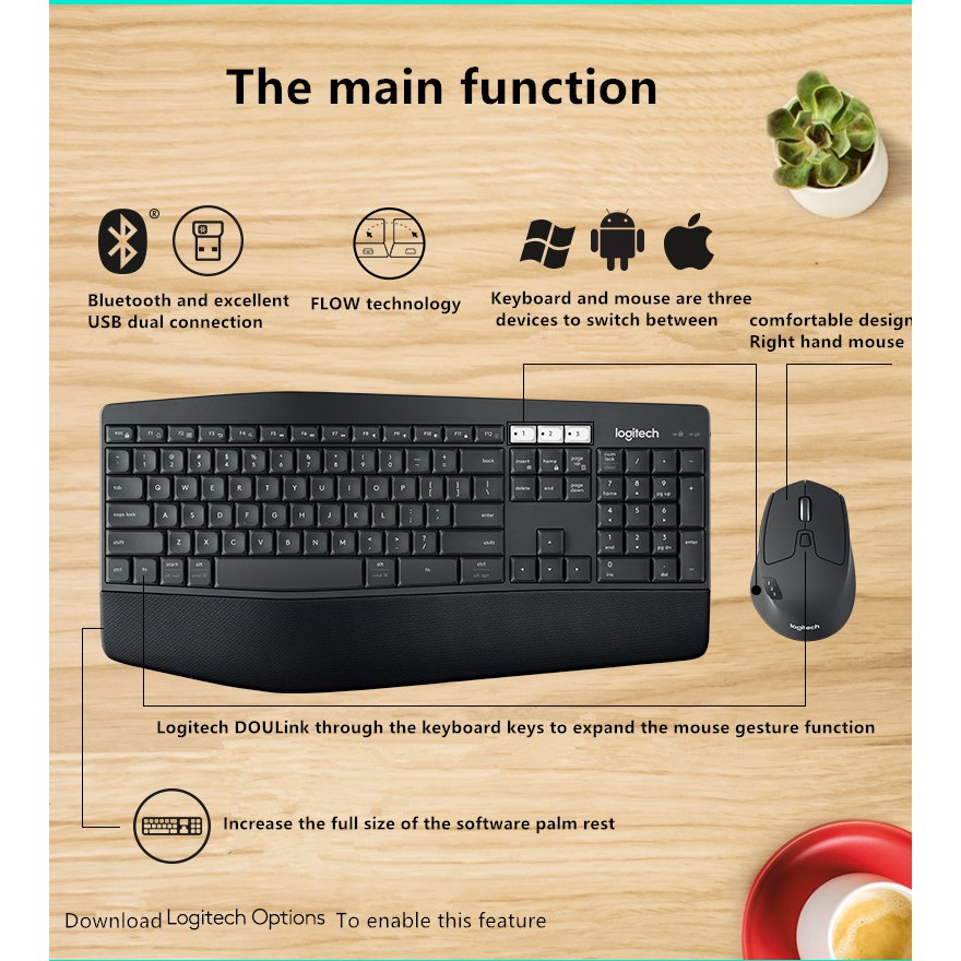 Keyboard Mouse Logitech MK850 Wireless Bluetooth M720 Combo Flow