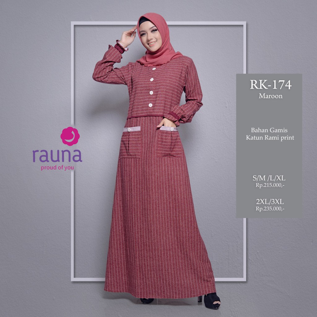 GAMIS TERBARU 2021 RAUNA RK-174 MAROON