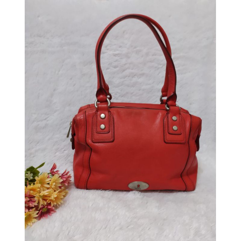 Tas Fossil Maddox Shoulder Red Tomato Genuine Leather Authentic/Preloved