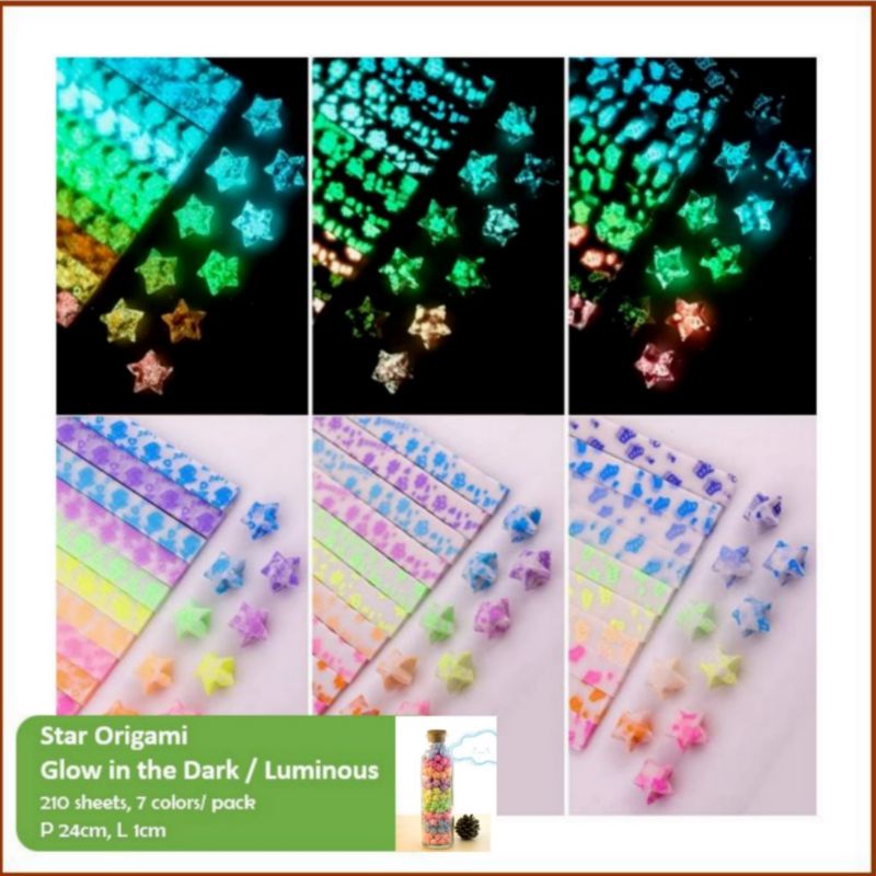 

210 or 540lembar Kertas Origami Kertas Bintang Star Paper Origami Paper Quilling Luminous Glown in the Dark