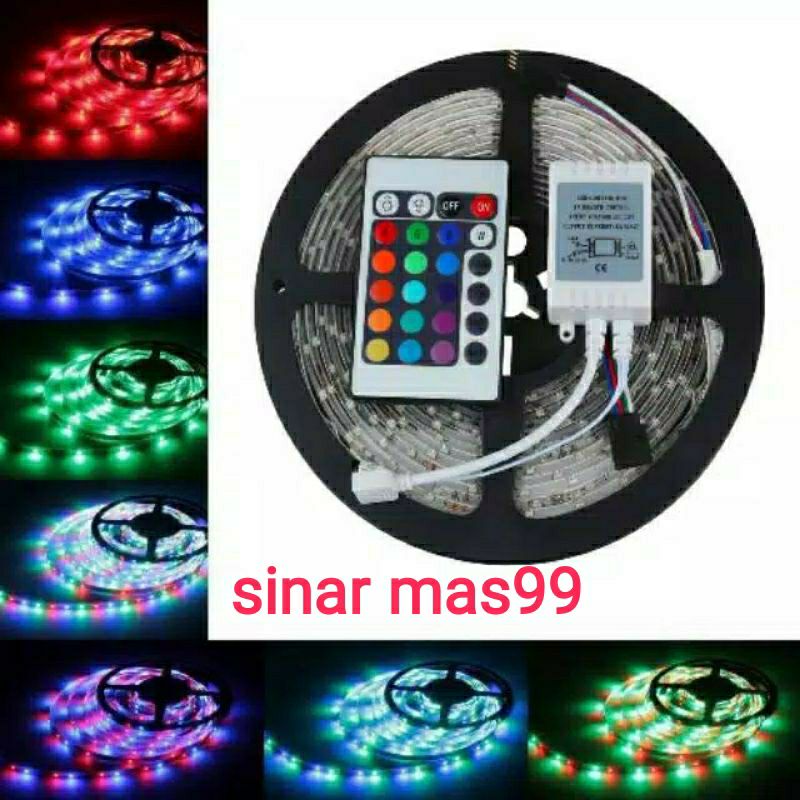 LAMPU LED STRIP 2835/3528/5050 SMD IP44 RGB+REMOTE+ADAPTOR+MODUL SET