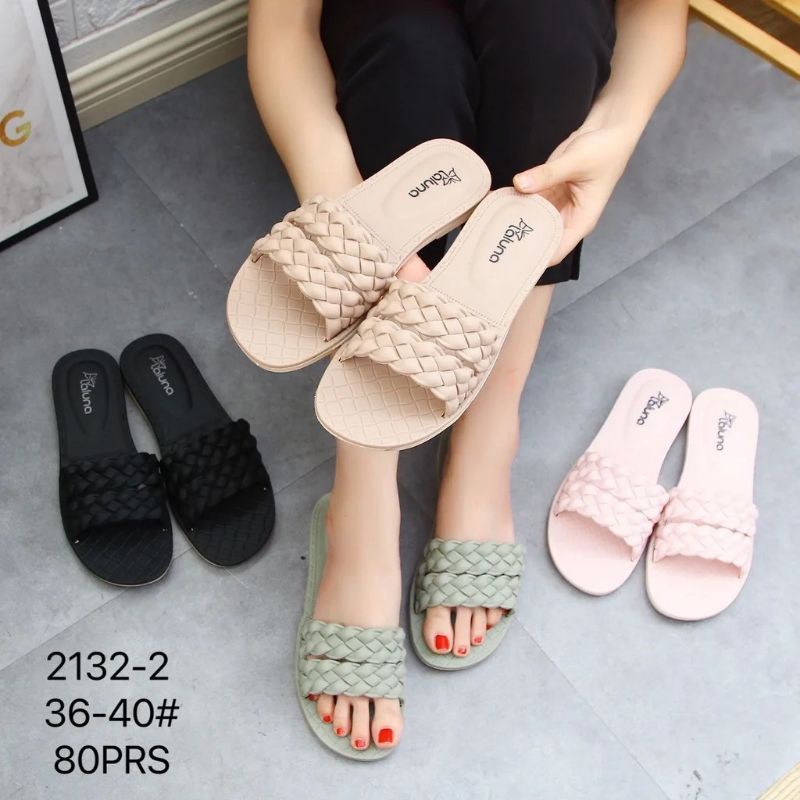 ⚡PROMO 8.8 Big Sale⚡Sandal wanita Slop Flat Jelly Karet Ban Dua Motif Kepang lls 2132-2 36-40