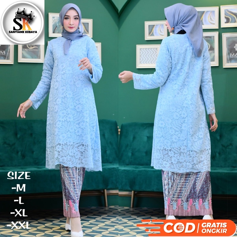 Set Kebaya Tunik Brukat Modern Simple Terbaru Dress Kondangan Wanita New Collection