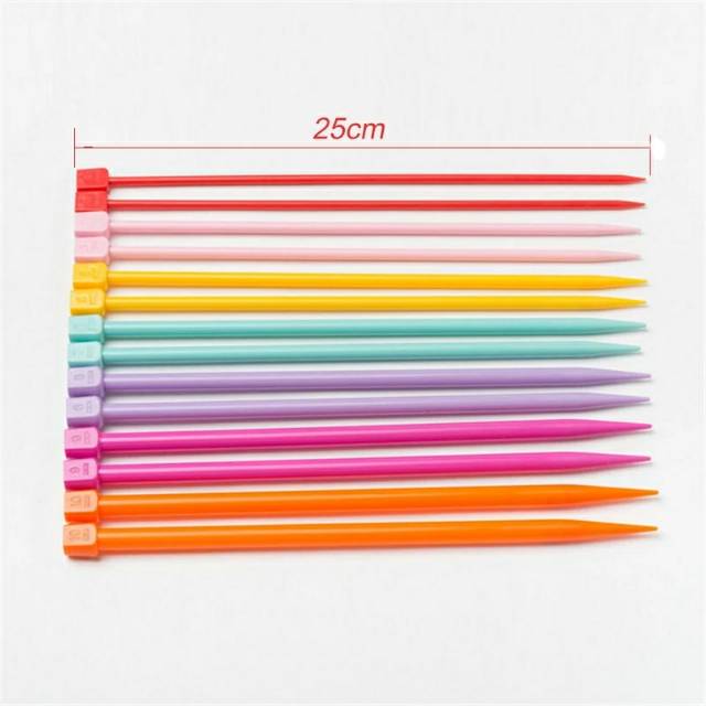 breien breypen knitting needle plastik colorfull/ jarum knit plastik 1set 7 pasang 25cm