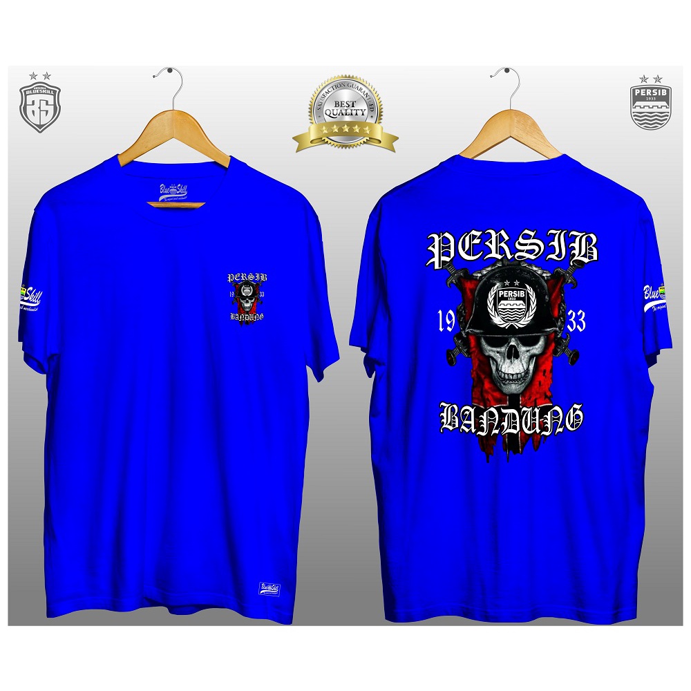 Kaos persib pendek / kaos persib skull bandung 1933 / kaos persib untuk pria dan wanita / kaos originalblueskill