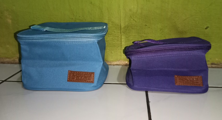Tas Bekal Aluminium Foil Lunch Bag Makanan Cooler Bag Polos Tempat Penyimpan Makanan Lunch Box Set