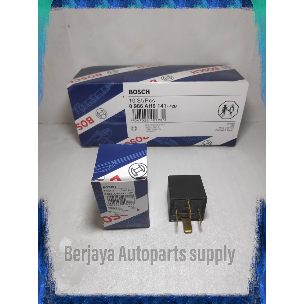 Relay BOSCH 24V 20A Kaki 4 / Relai Rilei Bosch 24 Volt 4 Pin  100% Asli Untuk Mobil