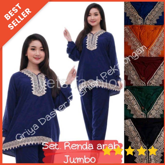 SETELAN PIYAMA JUMBO /SETELAN ARAB RENDA LENGAN PANJANG BUSUI JUMBO HARGA TERJANGKAU