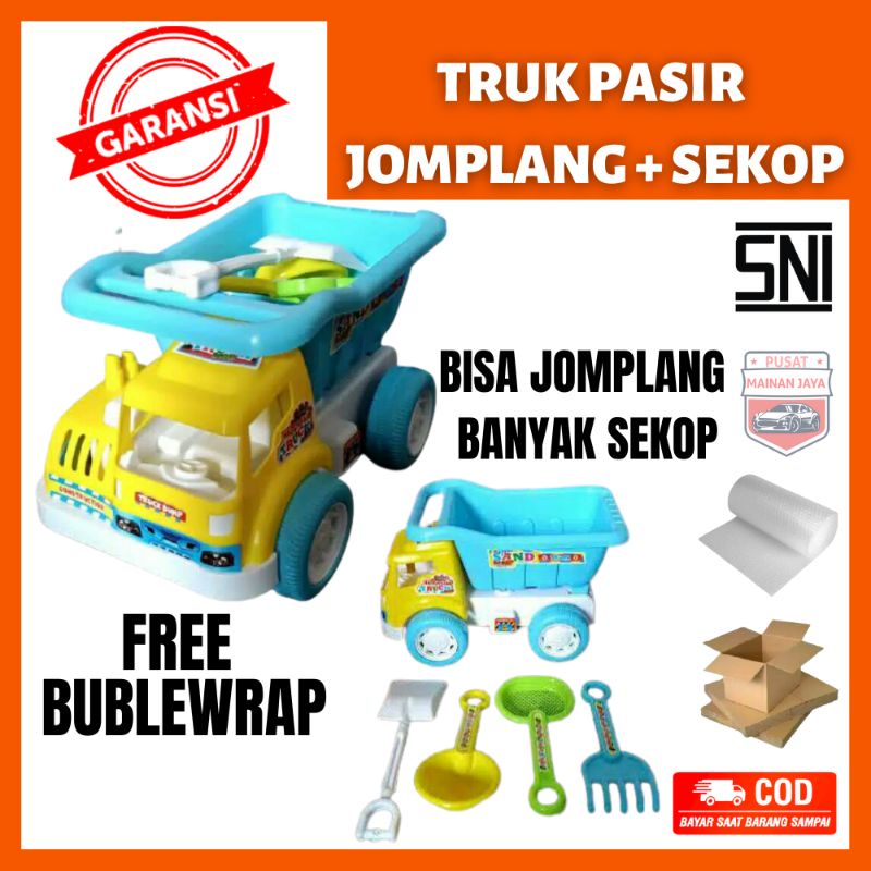 Mainan truk pasir pantai anak murah plastik truk oleng truk sampah truk mainan anak besar