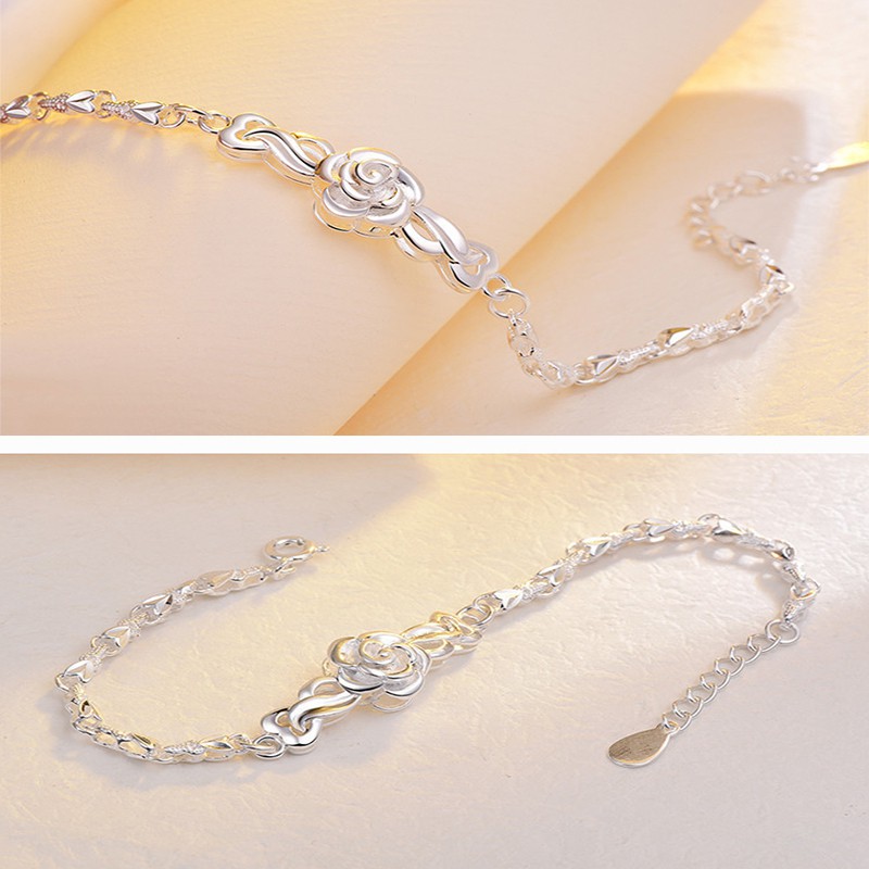 925 perak sterling gelang wanita kreatif rose gelang fashion perhiasan