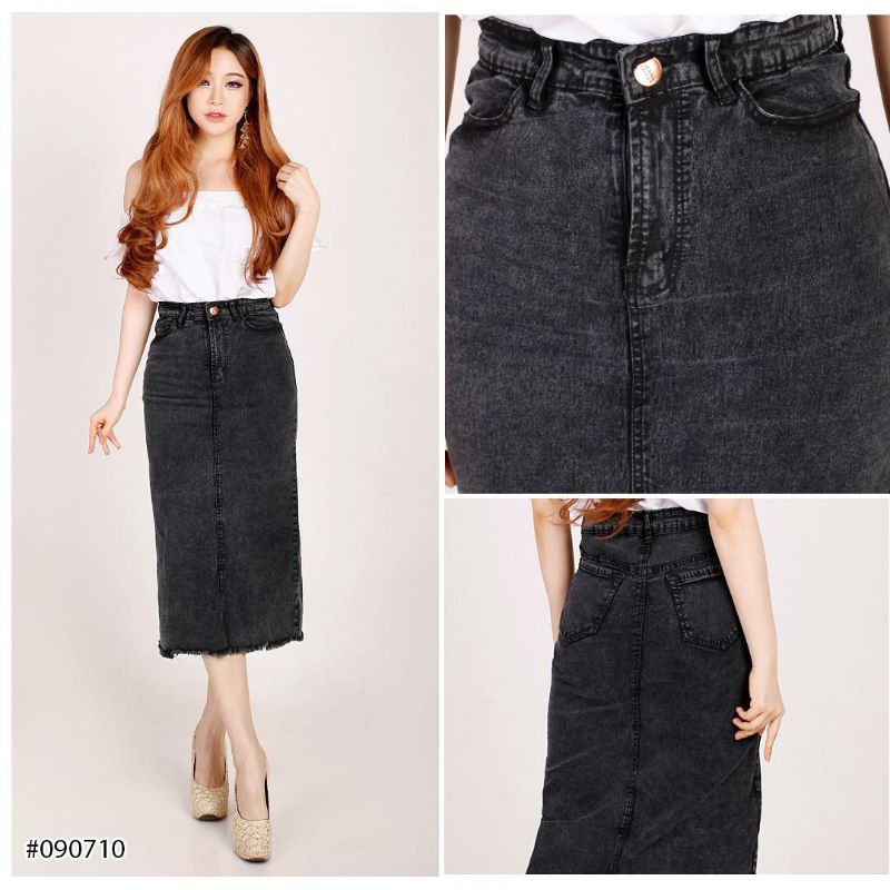 Rok Jeans Wanita Rawis Denim Jeans Stretch