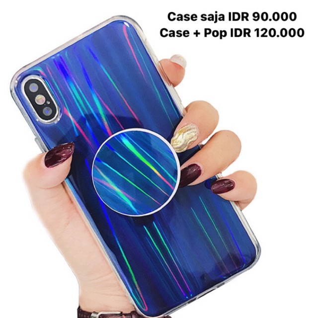 Holo Blue (BISA MATCHING POPSOCKET) Samsung S7edge S8 S8+ S9 S9+ Note8 Note 9 S10 S10+ S10e A20 A30s