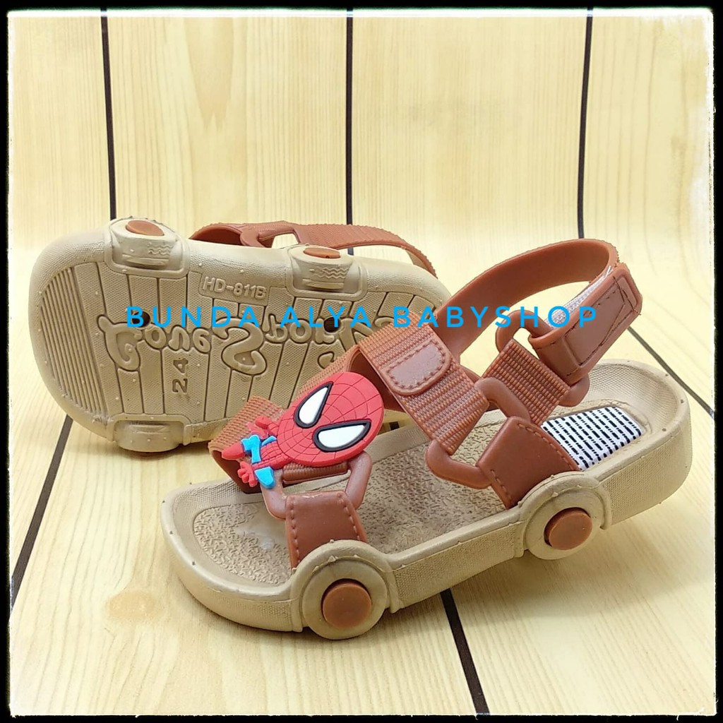 Sendal Anak Laki IMPORT Usia 1 2 3 Tahun Karet AntiSlip - Sepatu Sandal Anak Cowok Lentur COKLAT Kartun Alas Karet Anti Licin