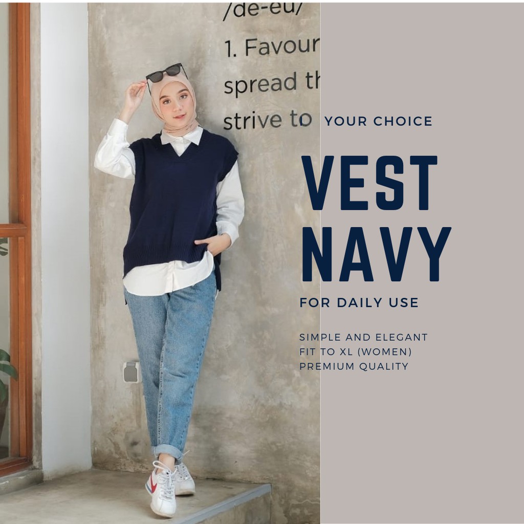 Vest Navy Blue korean style