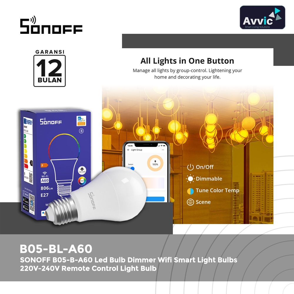 Sonoff B05BLA60 Smart LED Bulb RGBCW wireless LED SmartHome LED Pintar