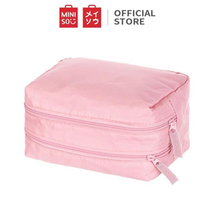 Jualan Miniso Minigo Dua Ritsleting Tas Kosmetic Portable - Merah Muda Hot Sale