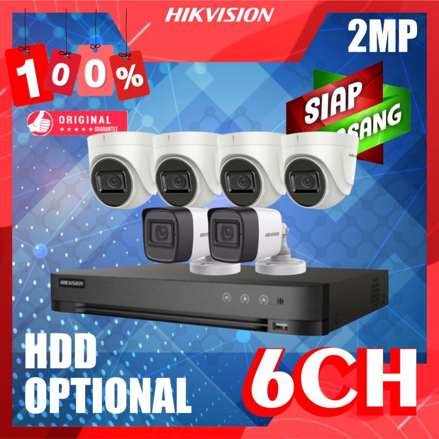 PAKET CCTV HIKVISION 2MP 6 KAMERA SIAP PASANG