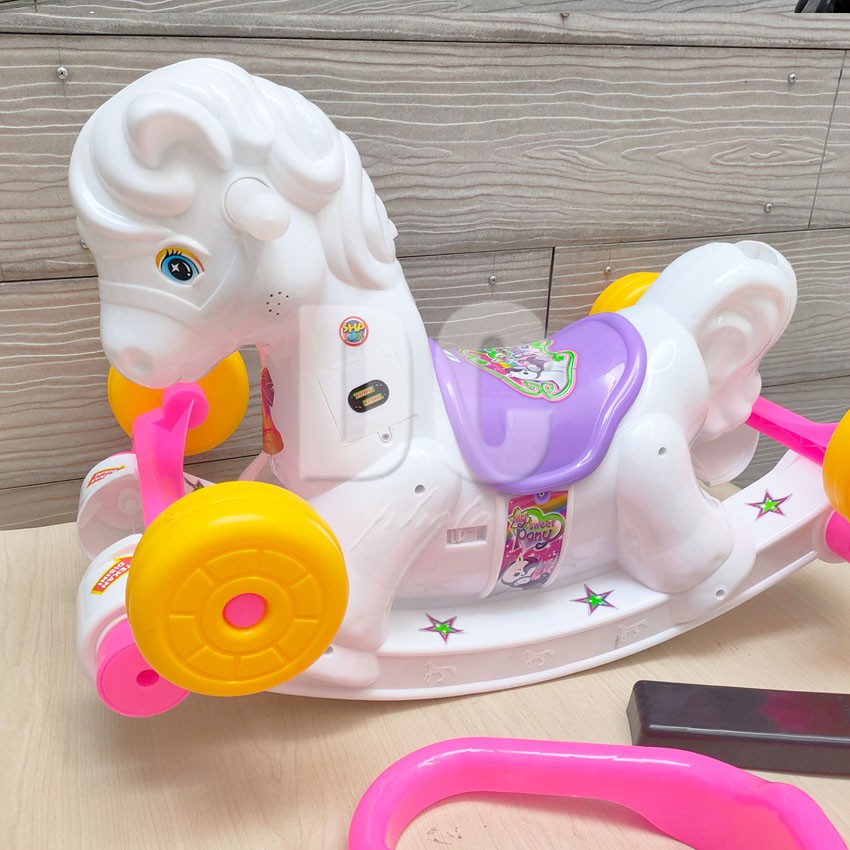 MAINAN KUDA DORONG - KUDA PONY GOYANG RIDE ON 2in1 Rocking Horse Mobil BIsa DInaikin Anak