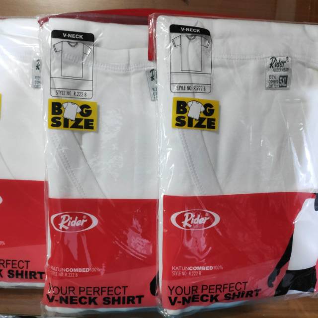 OBLONG RIDER PUTIH BIG SIZE, OBLONG JUMBO SIZE, KERAH V, 3XL - 4XL - 5XL