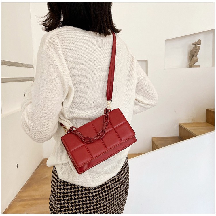 TM-62 tas selempang wanita mini shoulder choco cokelat bag leather kulit import korea jepang