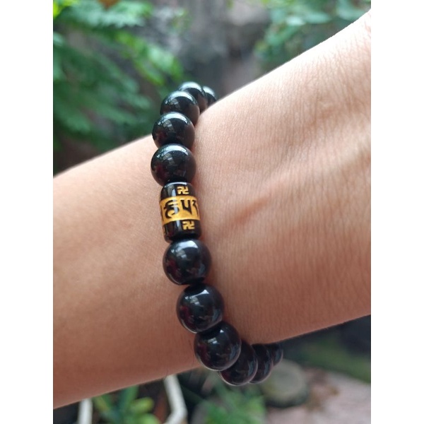 GELANG KESEHATAN PRIA WANITA BATU BLACK ONYX GLOSSY