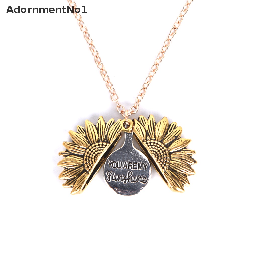 (AdornmentNo1) Kalung Rantai Dengan Liontin Bunga Matahari + Tulisan You Are My Sunshine Untuk Wanita