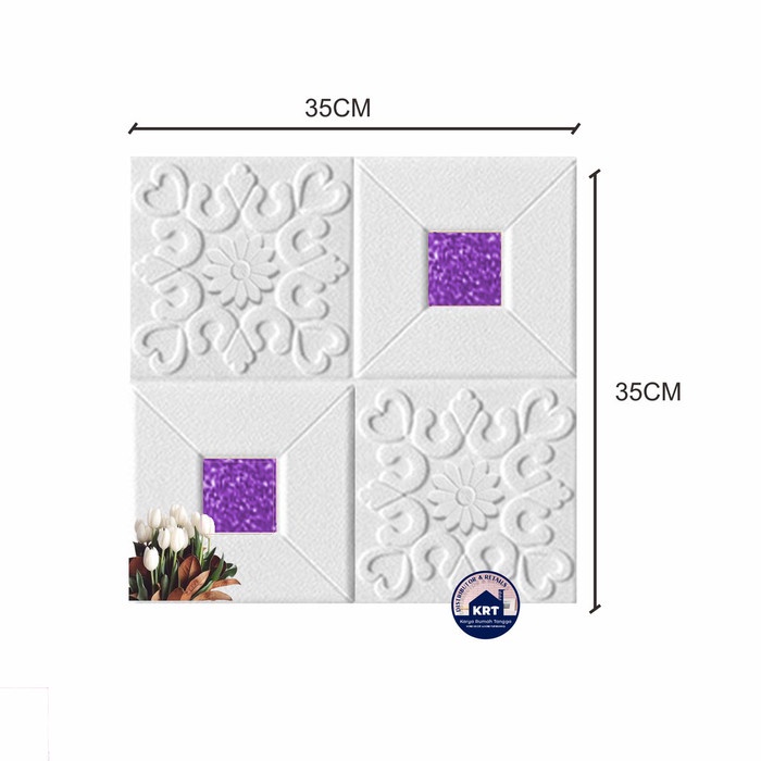 PROMO WALLPAPER FOAM 3D MOTIF BATIK KRISTAL Classic 35X35 / Wallpaper Sticker Dinding Plafon Emboss-KRISTAL UNGU