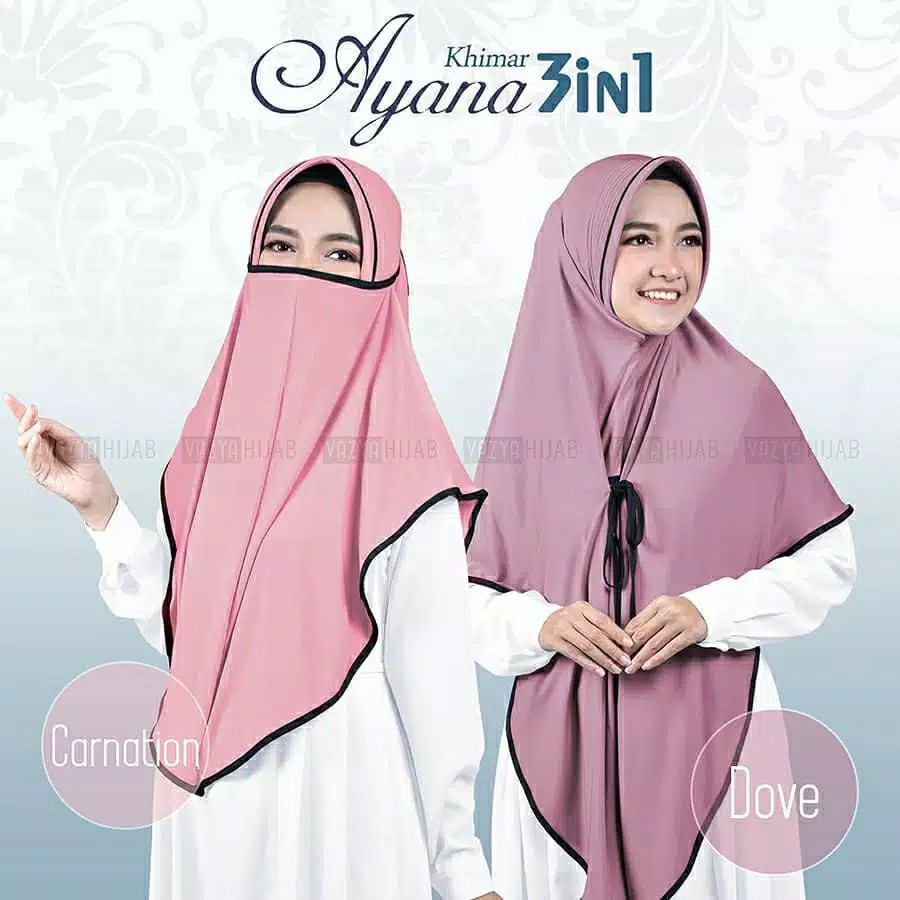 KHIMAR INSTANT JILBAB INSTANT NIQAB JILBAB AYANA CADAR JERSEY 3IN1 KHIMAR NIQAB MURAH