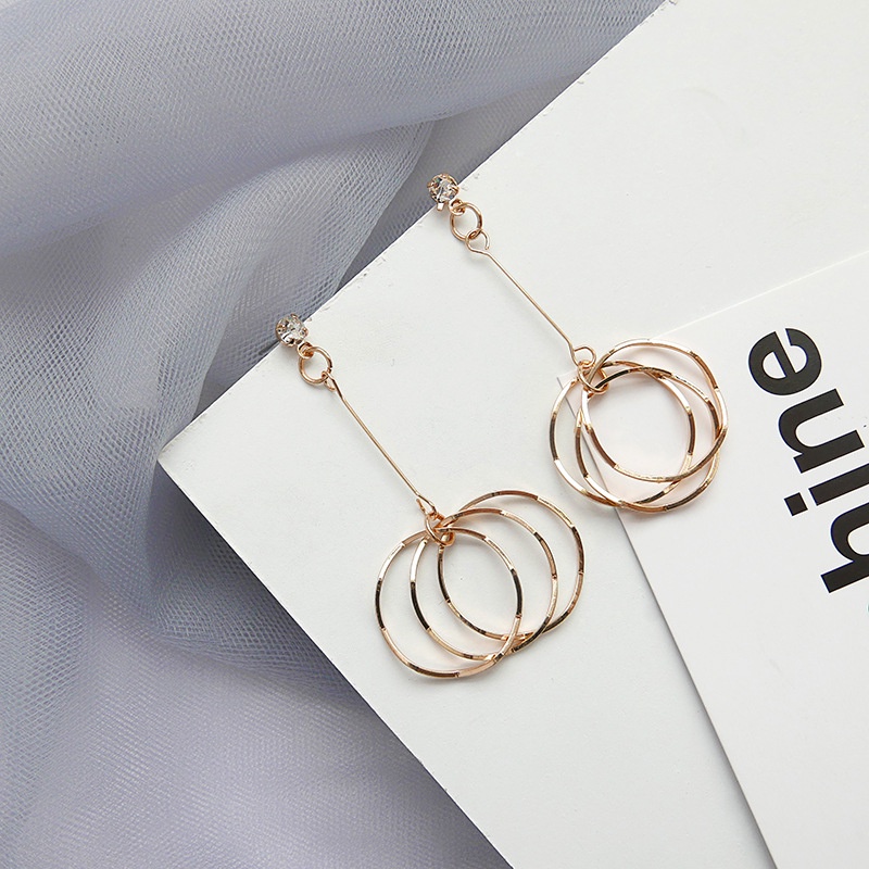 [littlecrab] Anting Emas Besar Panjang Elegan Simple Love Putih Permata Mutiara Gold Long Woman Earrings Anting Berkualitas Unik Berkualitas Korean Style