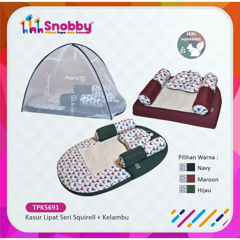 [2 kg] Snobby Kasur Bayi Lipat  + Kelambu Print Squirrel Series - TPK 5691