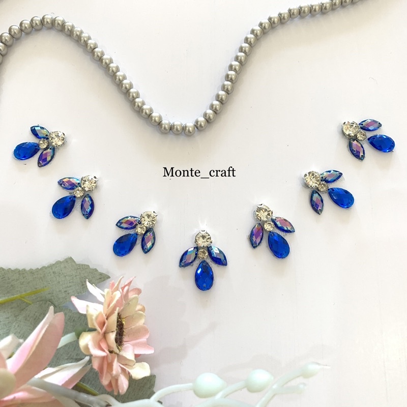 Kristal rangkai biru/Payet rangkai/kristal leher/kristal leher biru