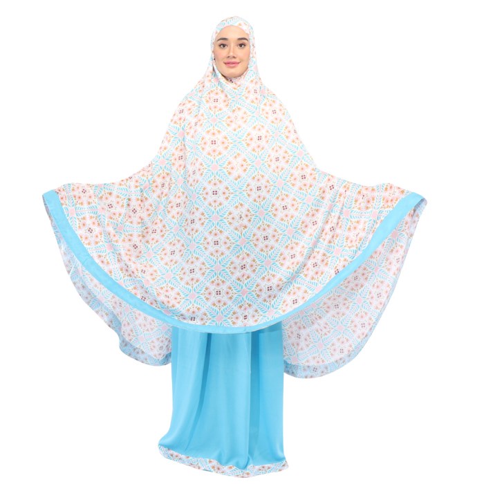 MUKENA- MUKENA TAZBIYA LIST OMAIRA BLUE ALLSIZE -MUKENA.