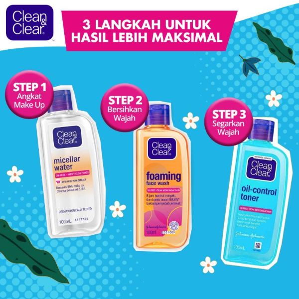 CLEAN &amp; CLEAR Paket Facial Wash &amp; Toner &amp; Micellar - 3pcs