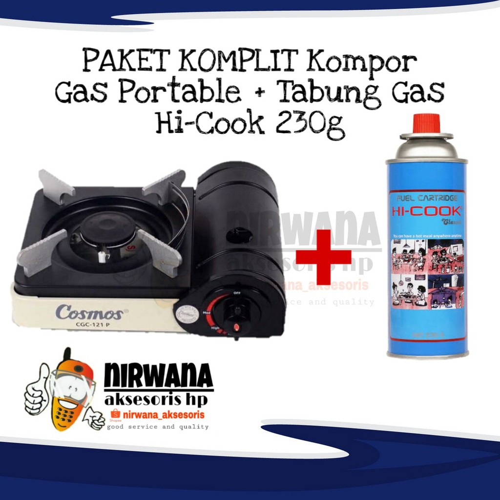 PAKET Kompor Gas Portable Cosmos Tabung Gas Peralatan Piknik Camping BBQ grill kualitas BAGUS