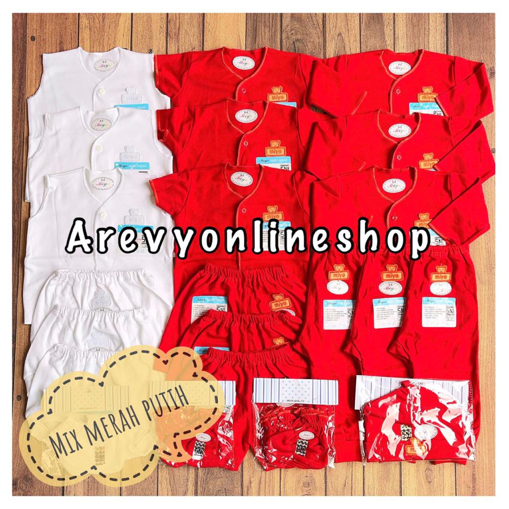 Paket Newborn Miyo  Merah Putih (isi 31 pcs)| Paket Baju Bayi Baru Lahir