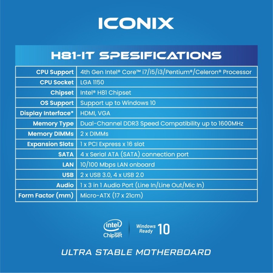 Motherboard h81 IT ICONIX / MB Iconix H81 IT / Mainboard H81 IT LGA 1150