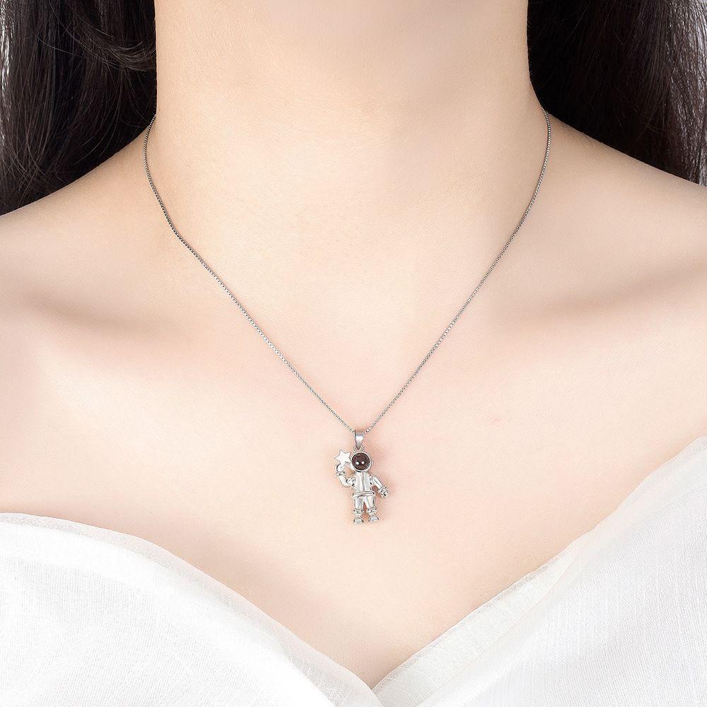 Lily Kalung Liontin Fashion Hadiah Pernikahan925 Sterling Silver Astronot Zirkon Kristal Kalung