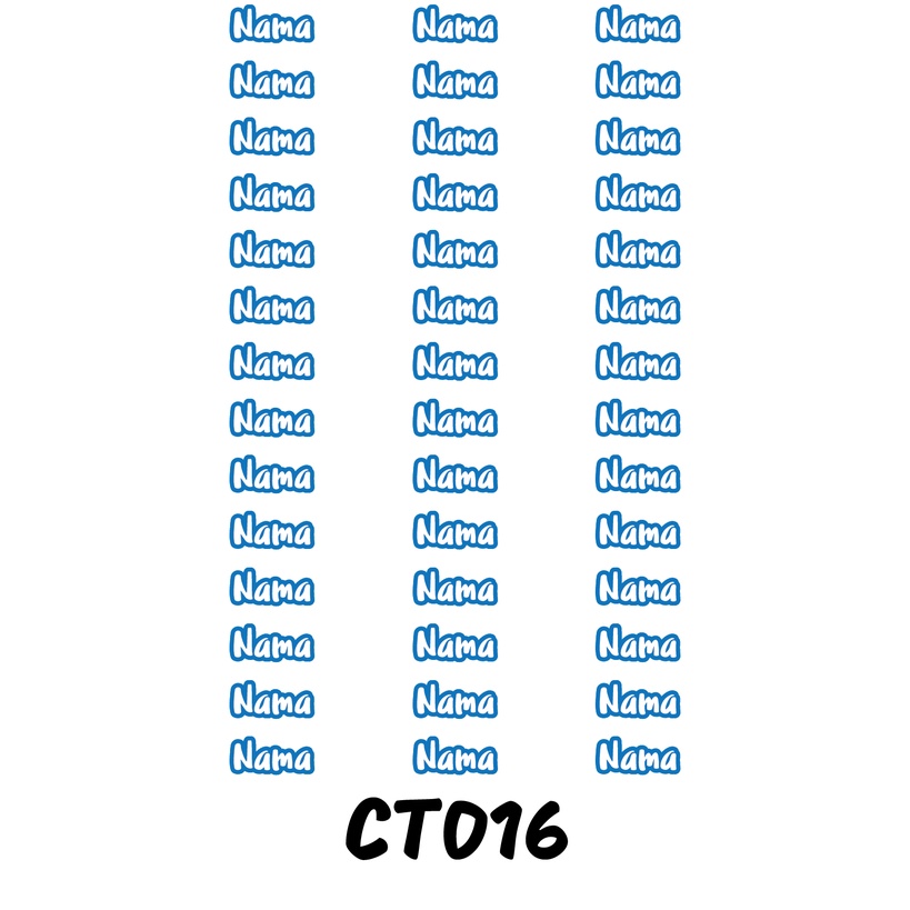 

Sticker Nama Cutting Label Waterproof Tahan Air Text 16 (CT016)