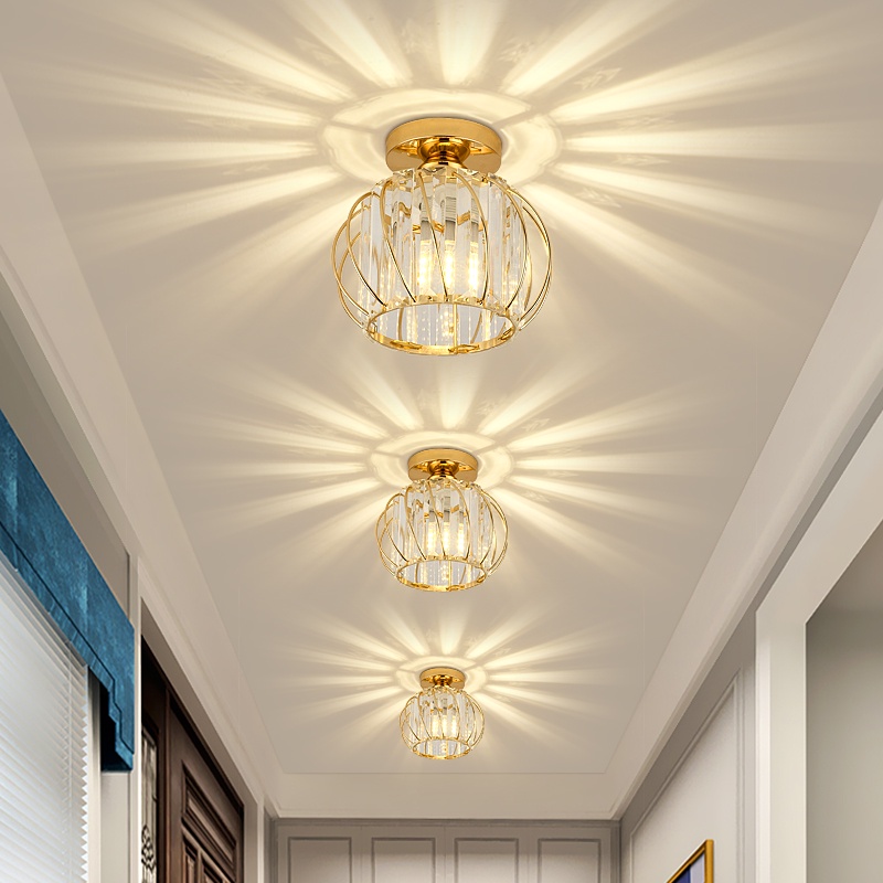 3 warna Lampu Plafon kristal Ceiling Minimalis Kaca 6001 Lampu kristal plafon rumah modern (Termasuk bohlam E27 12W)