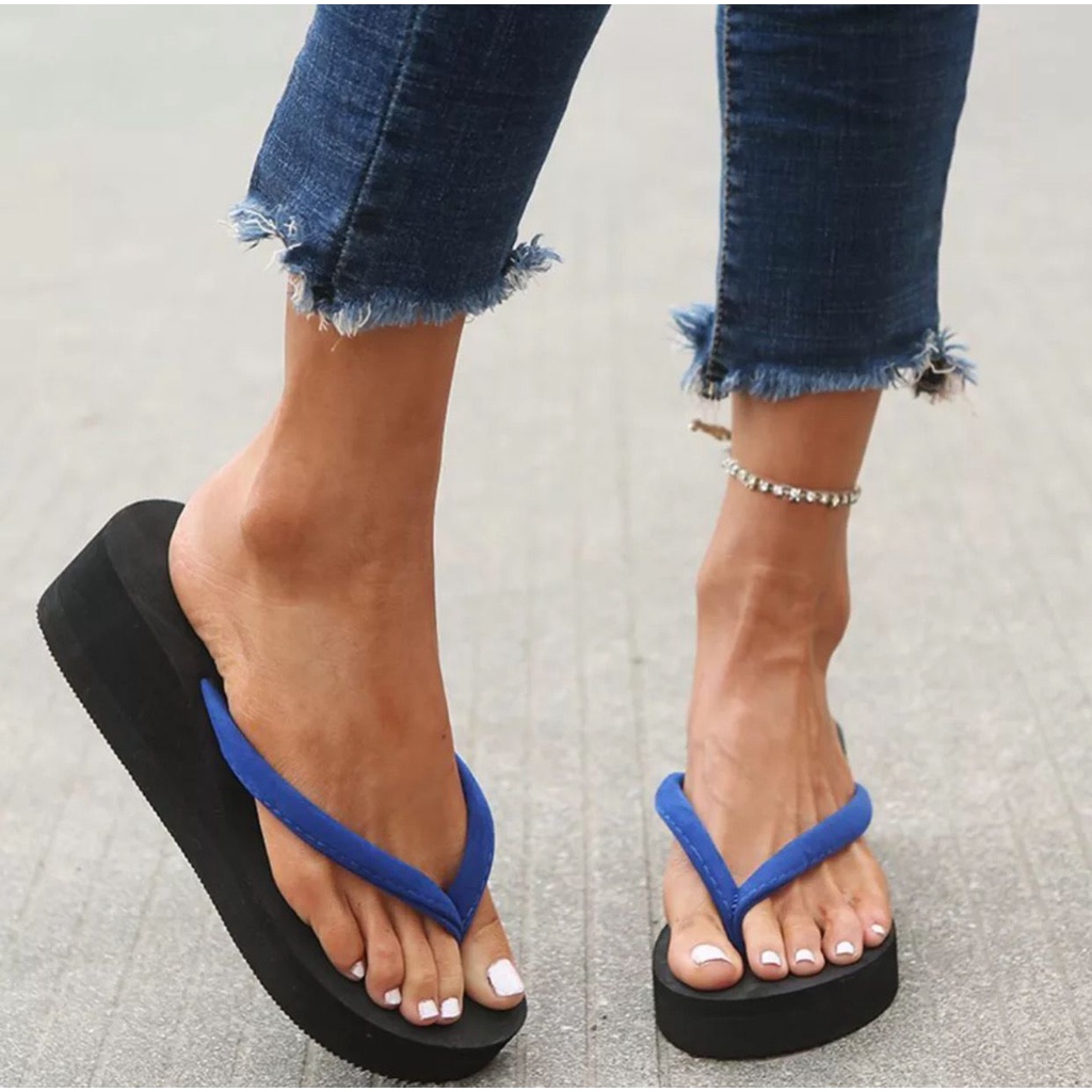 SANDAL WANITA WEDGES JEPIT BUSA TRENDI