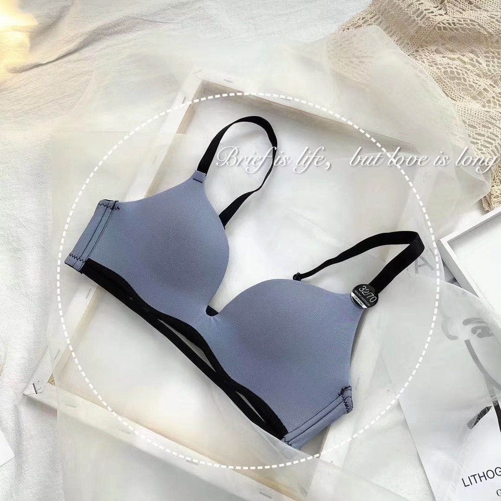 [ LINGERIE MASTER ] - (B-37) BRA WANITA TANPA KAWAT BAHAN RENDA IMPORT BH SOFT PUSH UP LEMBUT-B-37 Biru