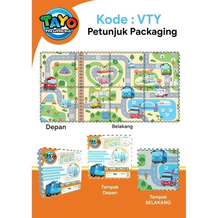 HNN15 Evamat Tayo Bus Karpet Anak Alas Bermain Tayo Puzzle Lantai